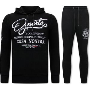 Exclusieve Heren Joggingspak - Omerta, Cosa Nostra - Zwart