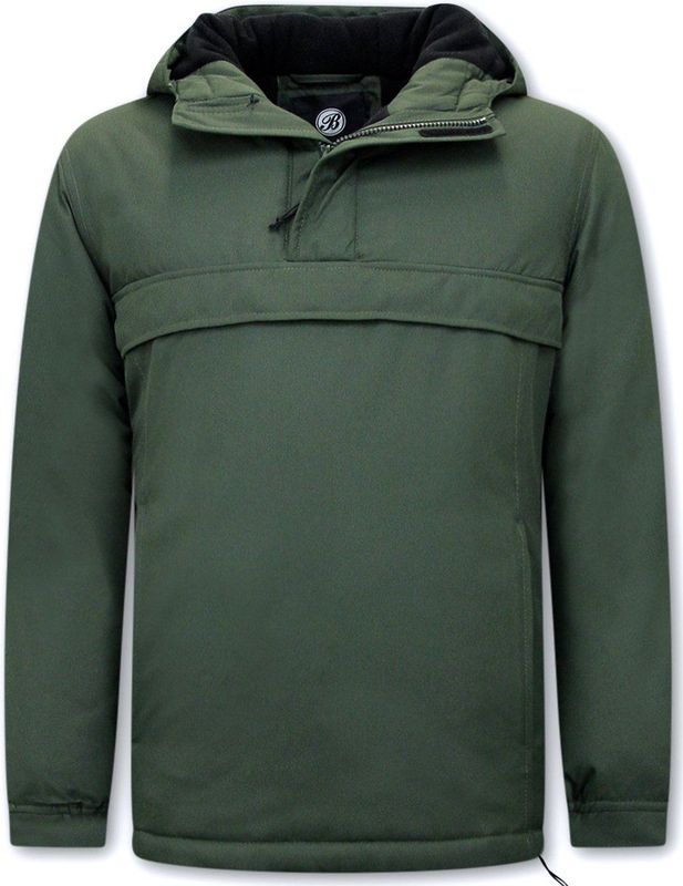 Heren Anorak Winterjas met Bontkraag - Groen