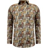 Gentile Bellini - Overhemd - Vogel Veer Print - Wit - Slim Fit - Strijkvrij