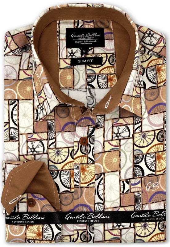 Gentile Bellini - Overhemd - Vogel Veer Print - Wit - Slim Fit - Strijkvrij