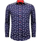 Gentile Bellini - Overhemd - Blauw - 97% Katoen - Slim Fit - Lange Mouwen