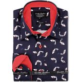 Gentile Bellini - Overhemd - Blauw - 97% Katoen - Slim Fit - Lange Mouwen