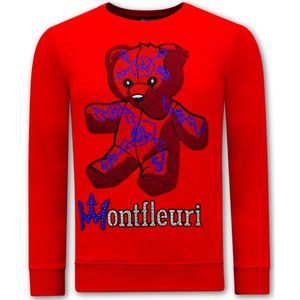 Heren Sweater met Print Teddy Bear - 3617 - Rood