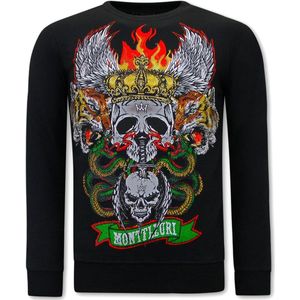 Heren Sweater met Print - Skull Head - 3662 - Zwart