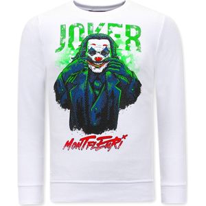 Heren Sweater met Print - Joker - 3762 - Wit