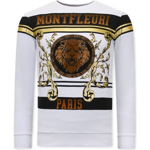 Heren Sweater met Print - Skull Strass - 3796 - Wit