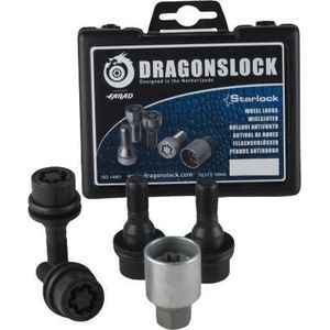 Dragonslock Velgenslot - Wielslot Set Geschikt Voor De Peugeot 407 Vanaf 2003 - Verzinkt - Kleur Zwart