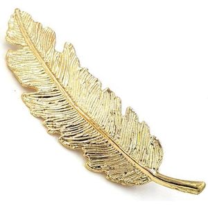 Haarspeld haarclip goudkleurige veer