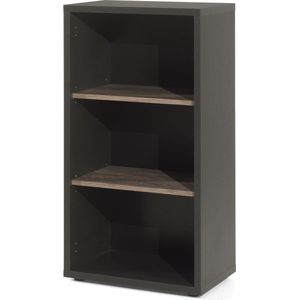Lage open kantoorkast Roland Zwart - Vintage - Breedte 60 cm - Hoogte 112 cm - Diepte 40 cm - Met planken - Zonder deuren