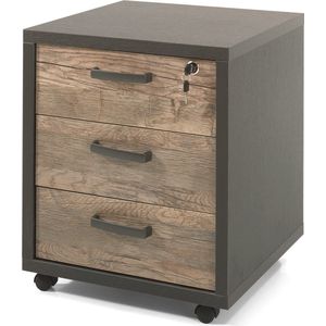 Ladeblok Roland Zwart Vintage - Met wielen - Met slot - Met lades - Breedte 51 cm - Diepte 48 cm - Hoogte 59 cm