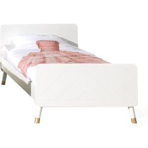 Tienerbed Eline Wit - MDF Grenenhout - Hoogte 73 cm