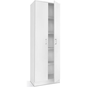 Kast Loek Wit - Breedte 60 cm - Hoogte 180 cm - Diepte 40 cm - Met planken - Met openslaande deuren