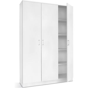 Kast Loek Wit - Breedte 120 cm - Hoogte 180 cm - Diepte 40 cm - Met planken - Met openslaande deuren