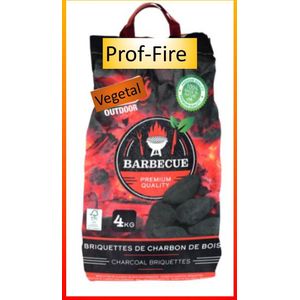 Prof-Fire - 2 x 4 kg BBQ Briketten - (8 kg) Natuurlijke Briketten - Geurloos - Lange brandduur - Proffesionele Horeca Kwaliteit - Fire-Up Kwaliteit