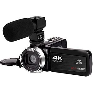 Videocamera 4K videocamera camcorder 3 0 fps Ultra Hd Digitale VLOGGING VIDEO CAMERA 16X DIGITALE ZOOM FILL LICHT WIFI VLOG RECORDER (Size : 16G SD Card, Color : Rosso)