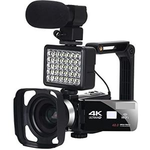 Videocamera 4K Video Camera Live Stream Digitale Camcorder Lens Hood WiFi Camera Night Vision Vlogging Camera Digitale Camcorder Fotografie for Vlog-opname (Size : 128G SD Card, Color : 4K Camera)