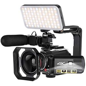 Videocamera Videocameracamcorder 4k, ac3 ir Nachtzicht Wifi Digitale Vlogging Camera Professional, Tuber Vlogging Camcorders Full HD (Color : Top Kit)