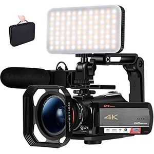 Videocamera Video Camera Camcorder 4K V Vlogging Camera Recorder AC5 12X Optical Zoom Live Streaming Camcorder With LED Light Memory SD Kaart
