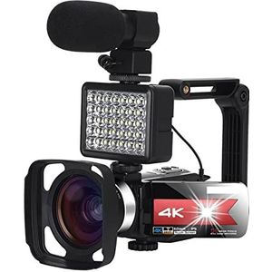 Videocamera Digitale zoomvlogging Camera 4K WiFi Night Vision 5 6mp Ingebouwd vullicht touchscreen vlogging for live streaming (Size : 128GB SD Card, Color : K1 Red Camera kit 1)