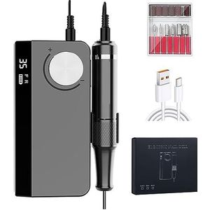 Elektrische nagelboor, 35000 RPM draagbare nagelboormachine for acrylgel Oplaadbare nagelboor Elektrisch apparaat for manicure-pedicure Gemakkelijk te gebruiken, voor acryl- en gellak (Color : Gris,