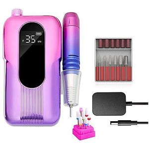 Elektrische nagelboor, 35000 RPM professionele nagelboor manicure machine, elektrische vijl nagelschuurmachine met LED-display for het verwijderen van gel nagellak pen Gemakkelijk te gebruiken, voor a