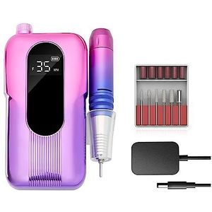 Elektrische nagelboor, 35000 RPM professionele nagelboor manicure machine, elektrische vijl nagelschuurmachine met LED-display for het verwijderen van gel nagellak pen Gemakkelijk te gebruiken, voor a