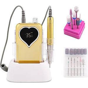 Elektrische nagelboor, Borstelloos handstuk 35000 RPM draagbare desktop draadloze elektrische nagelboor Polijstmachine Manicure, oplaadbare elektrische nagelboormachine for thuis en in de salon Gemakk