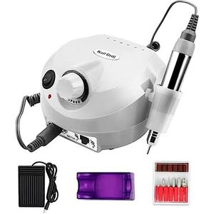 Elektrische nagelboor, Elektrische nagelboormachine set, professionele frees for manicure nagel, vijlen boren Gel Polish Remover Tools Gemakkelijk te gebruiken, voor acryl- en gellak (Color : White,