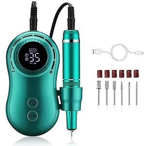 Elektrische nagelboor, Elektrische nagelboormachine, 35000 RPM manicure-freesset, retro groene elektrische nagel-pedicurevijl for gellak Gemakkelijk te gebruiken, voor acryl- en gellak