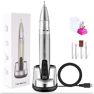 Elektrische nagelboor, 35000 RPM nagelboormachine, draagbare elektrische nagelschuurmachine, professionele manicure, draagbare elektrische nagelvijl for acrylnagels Gemakkelijk te gebruiken, voor acry