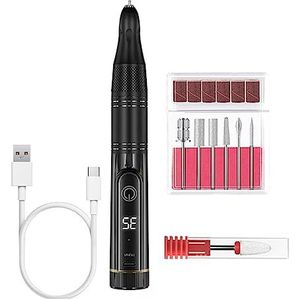 Elektrische nagelboor, Draadloze elektrische nagelboormachine met LED-display, voorwaartse achterwaartse richting E-vijl, nagelboor for acrylnagels Manicureset Gemakkelijk te gebruiken, voor acryl- en