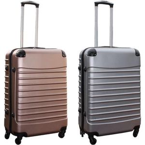 Travelerz kofferset 2 delige ABS groot - met cijferslot - 69 liter - rose goud - zilver