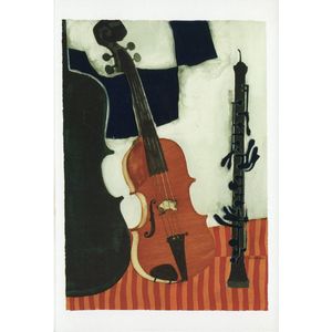 Rosina Wachtmeister - Vintage dubbele kaarten - Cello, viool en hobo - Set van vijf dubbele kaarten met eco-katoen enveloppen