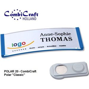 Naambadge Polar ® - Blauw - dubbel magneet - 68x22mm - 10 stuks
