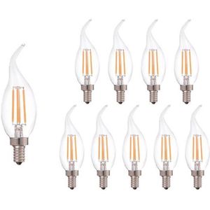 Tsong - Voordeelpak 10 stuks - Dimbare led lamp vlam - Filament - E14 fitting C37 - 5W vervangt 45W - 2700K warm wit licht