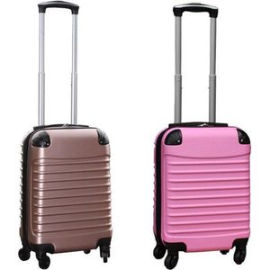 Travelerz kofferset 2 delige ABS handbagage koffers - met cijferslot - 27 liter - licht roze - rose goud