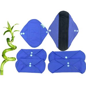Wasbaar maandverband paars - Bamboe - Set van 6 - Herbruikbaar maandverband - Wasbare inlegkruisjes - Eco friendly - Hypoallergeen