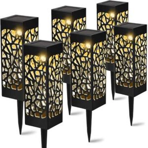 Tuinlamp Solar Lantaarn 6 stuks- balkon tuin terras sierverlichting- tuinverlichting-Decoratieve verlichting- grond verlichting zonne-energie led sfeer verlichting- Lantaarn-Tuinpadverlichting-Tafelverlichting-