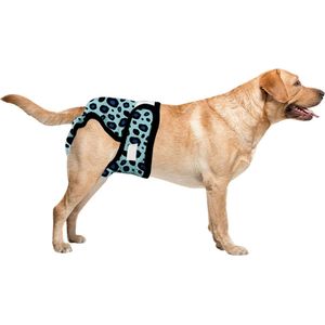 Loopsheidbroekje hond - luipaard blauw - maat XS - voor hele keine honden - herbruikbaar - hondenbroekje - hondenluier - loopsheid - ongesteldheid - voorkomt ongewenste zwangerschappen bij teefjes - milieuvriendelijk - verantwoord - perfecte pasvorm