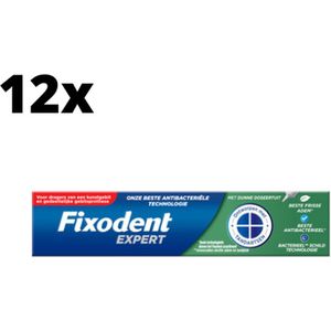 Fixodent Plus Kleefpasta voor Kunstgebit – Fris met Voedselschild - 12 x 40 gram - Voordeelverpakking