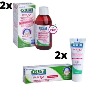 GUM Paroex 0.12% Chloorhexidine Voordeelpakket - 2x Mondspoeling + 2x Tandpasta