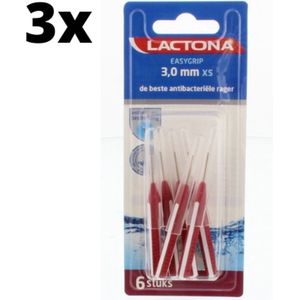 Lactona Ragers EasyGrip Recht XS 3mm Rood - 3 x 6 stuks - Voordeelverpakking