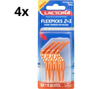 Lactona FlexPicks 2in1 M/L Oranje in blister - 4 x 20 stuks - Voordeelverpakking