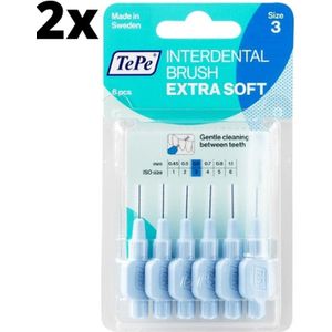 TePe Extra Soft Lichtblauw 0,6mm - 2 x 6 stuks - Voordeelverpakking