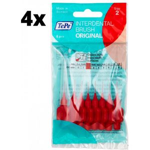 TePe Ragers Rood 0,5mm - 4 x 8 stuks - Voordeelverpakking