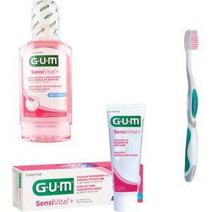 GUM SensiVital+ Voordeelpakket - Mondwater + Tandpasta + Tandenborstel