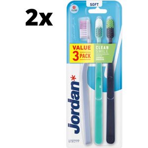 Jordan Tandenborstel Clean Smile Soft - 2 x 3 stuks - Voordeelverpakking