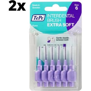 TePe Extra Soft Lichtlila 1,1mm - 2 x 6 stuks - Voordeelverpakking