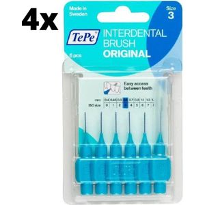 TePe Ragers Blauw 0,6mm - 4 x 6 stuks - Voordeelverpakking