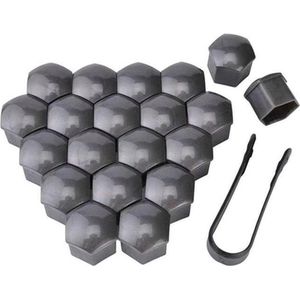 Wielmoerkapjes 17mm - Set van 20 stuks - Grijs - Moer Cover Auto
